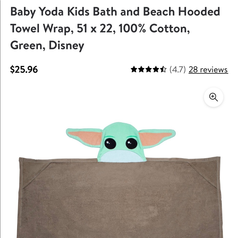 Baby Yoda Kids Hooded Bath/Beach Towel Wrap - Picture 5 of 6